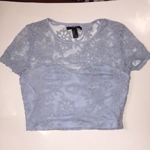 Blue Lacey forever21 crop top